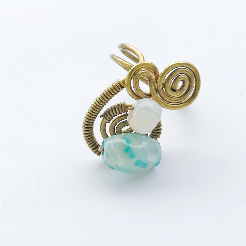 (PEACE Ring)Agata Stone botswana Mexican Artesan